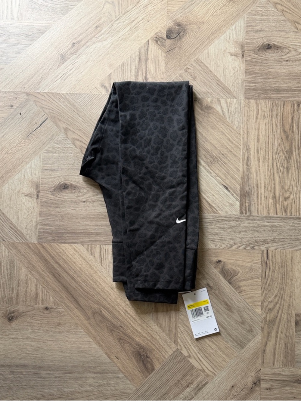 Nike Black Leggings and sports bra set- Subtle Leopard Accent and White Swoosh